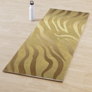 Golden Bronze Zebra Print Jungle Safari Glam Yoga Mat