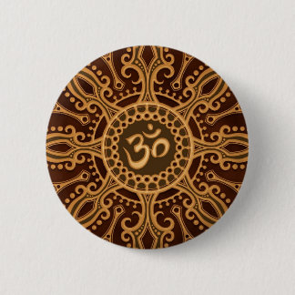 Golden Brown Aum Star 6 Cm Round Badge