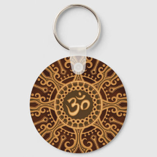 Golden Brown Aum Star Key Ring