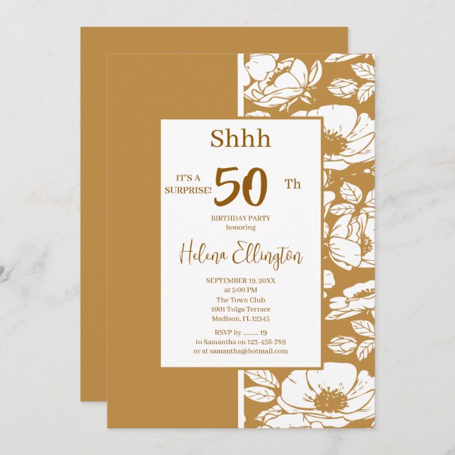 Golden Brown Birthday Invitation (Front/Back)