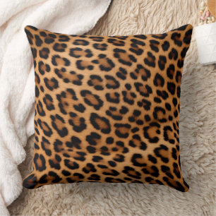 Golden Brown Black Leopard Cat Cushion