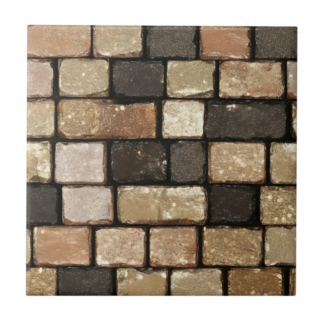Golden Brown Brick Pattern Ceramic Tile (Front)