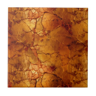 Golden Brown Cracked Textures Ceramic Tile