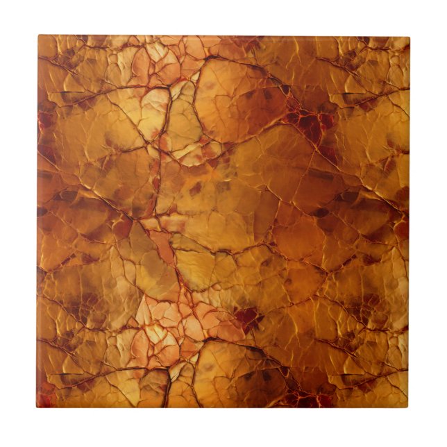Golden Brown  Cracked Textures  Ceramic Tile (Front)