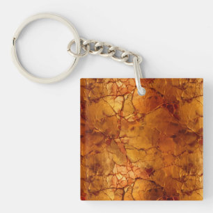 Golden Brown Cracked Textures Key Ring