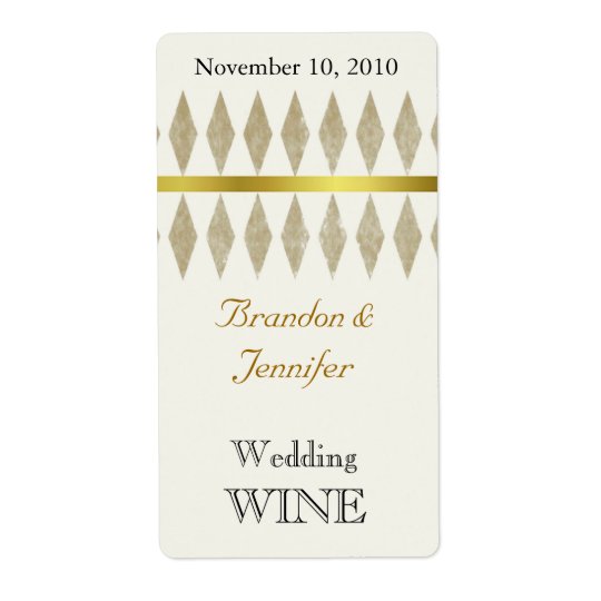 Golden Brown Diamonds Wedding Mini Wine Labels