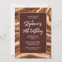 Golden Brown Faux Agate Bold 30th Birthday