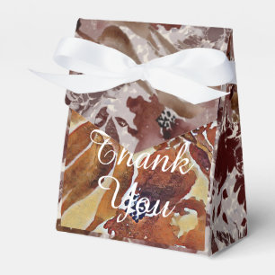 Golden Brown Floral Pattern Thank You Favour Box