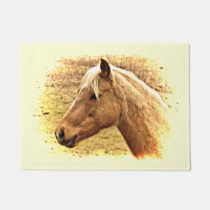 Golden Brown Horse in Sun Animal Door Mat