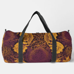 Golden Brown Lace AI art  Duffle Bag
