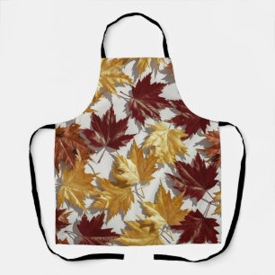 Golden Brown Maple Leaf Pattern Apron