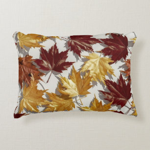 Golden Brown Maple Leaf Pattern  Decorative Cushion