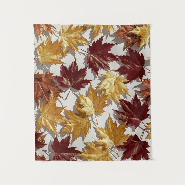Golden Brown Maple Leaf Pattern  Tapestry (Front)