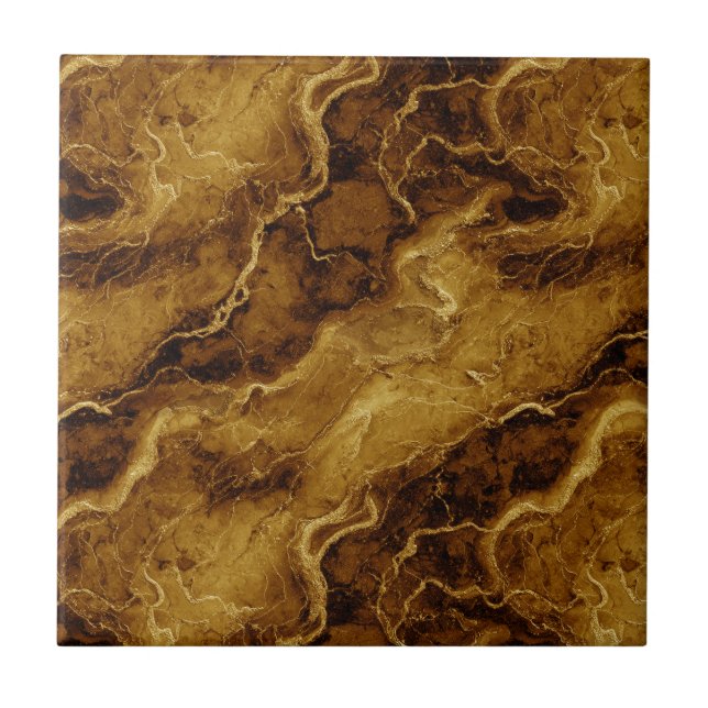 Golden Brown Marble Texture Ceramic Tile (Front)