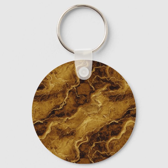 Golden Brown Marble Texture Key Ring (Front)