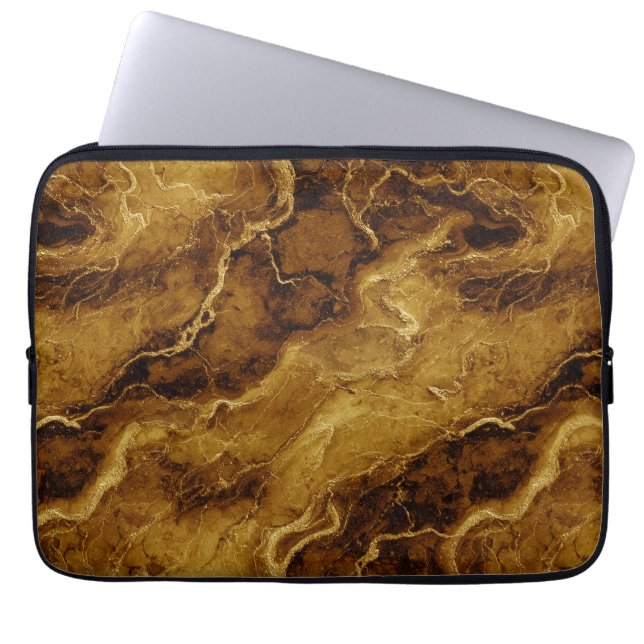 Golden Brown Marble Texture Laptop Sleeve (Front)