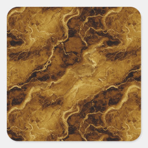 Golden Brown Marble Texture Square Sticker