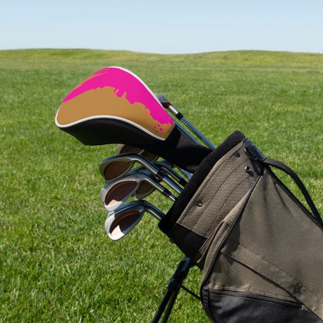 Golden Brown  PinkSplash Golf Head Cover (In Situ)