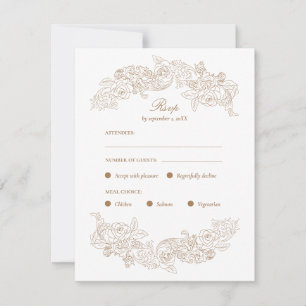Golden Brown Rococo Meal Choice RSVP Card