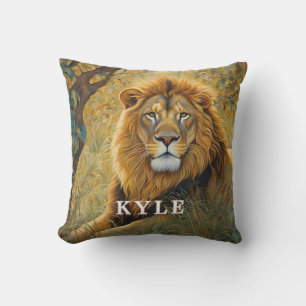Golden Brown Safari Lion Cushion