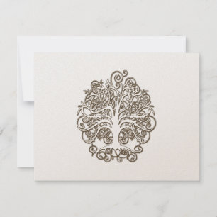 Golden Brown Swirl Tree Wedding Response Card