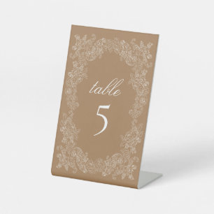 Golden Brown Vintage Botanical Wreath Table Pedestal Sign