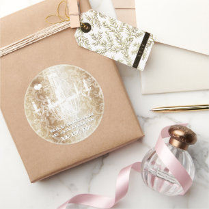 Golden Brown Vintage Damask Chandelier Stickers