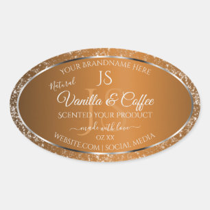 Golden Brown with Glitter Initials Product Labels