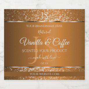 Golden Brown with Glitter Initials Product Labels