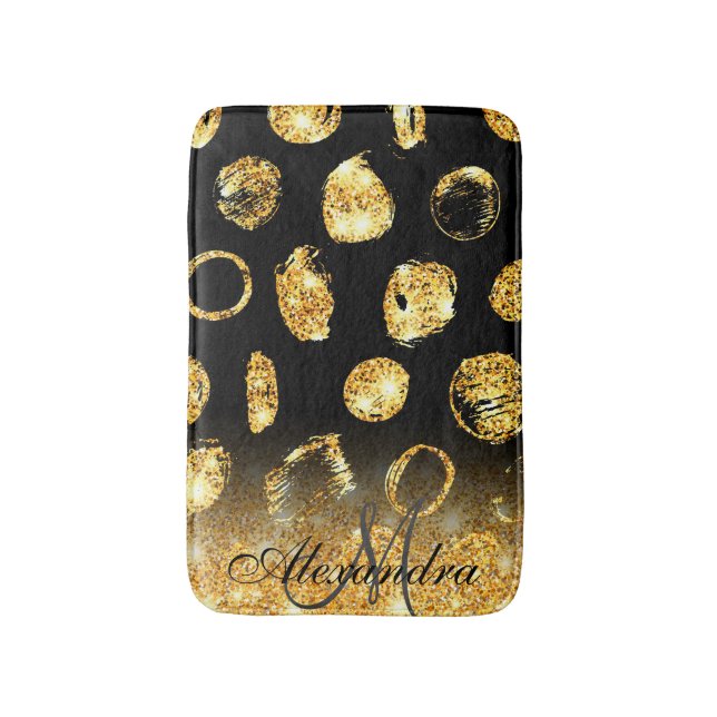 Golden Brush Dots Bath Mat (Front Vertical)