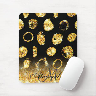 Golden Brush Dots Mouse Pad