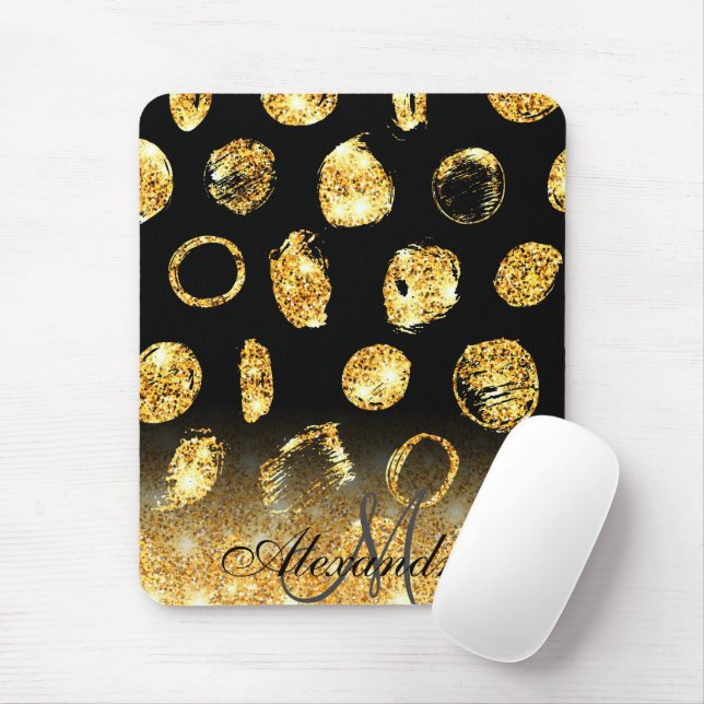 Golden Brush Dots Mouse Pad (With Mouse)
