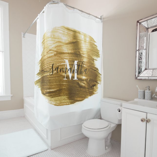 Golden Brush Shower Curtain (In Situ)