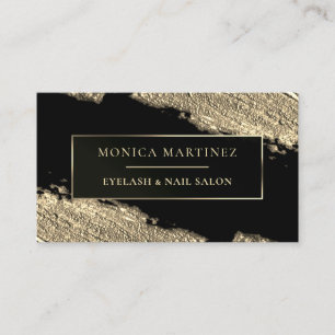 Golden brush stain elegant black business card