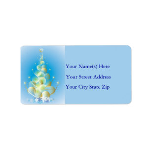 Golden Bubble Christmas Tree Address Label