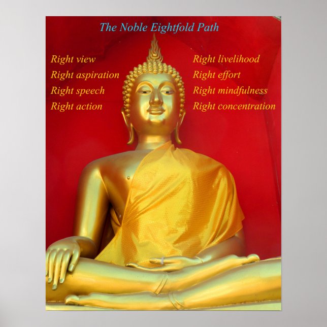 Golden Buddha and Noble Eightfold Path Poster (Front)