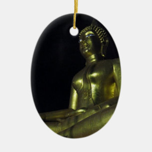 Golden Buddha at Night Ceramic Ornament