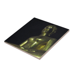 Golden Buddha at Night Tile