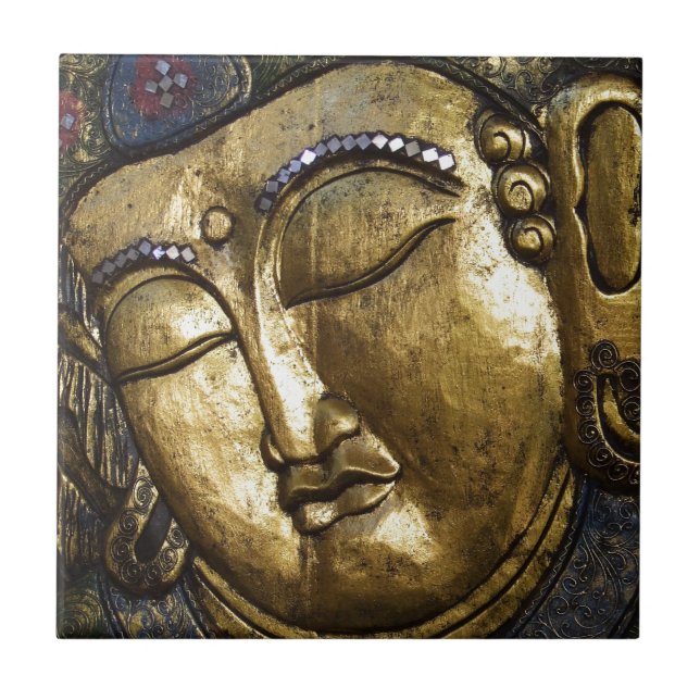 Golden Buddha Blessing Inspirational Love Ceramic Tile (Front)