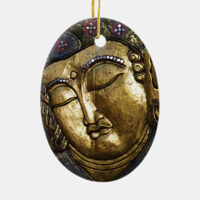 Golden Buddha Blessing Inspirational Love Ceramic Tree Decoration (Back)