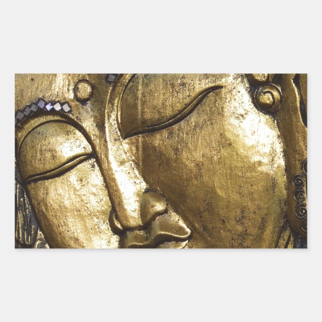 Golden Buddha Blessing Inspirational Love Rectangular Sticker (Front)