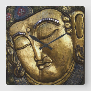 Golden Buddha Blessing Inspirational Love Square Wall Clock