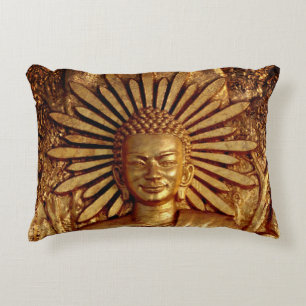 Golden Buddha, Garden, Thailand meditation Decorative Cushion