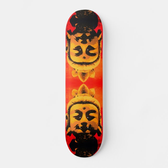 Golden Buddha Head Skateboard (Front)