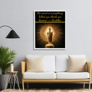 Golden Buddha in lotus meditation pose Poster