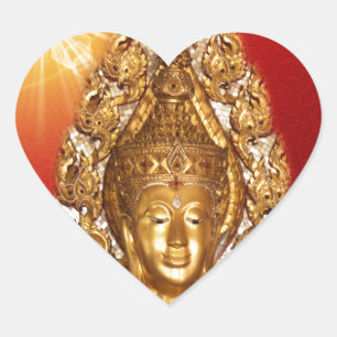 golden buddha in red heart sticker