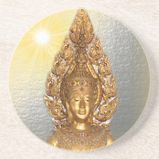 golden buddha in silver coaster (Front)