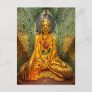 Golden Buddha In Temple Postcard