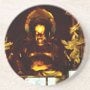 Golden Buddha Kyoto Japan Abstract Impressionism Coaster