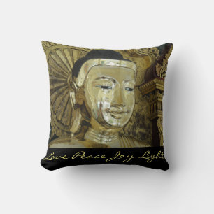 Golden Buddha Love Peace Joy Light Inspirational Cushion